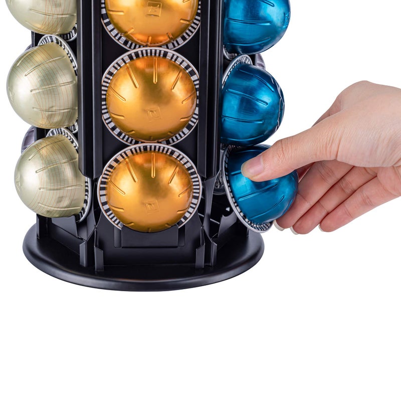 FlagShip Vertuo Pod Holder Carousel Stand for Nespresso Capsule Storage Organizer with Extra Space for Coffee Mate Silent Rolling (80+ Pod Storage) - Image 3